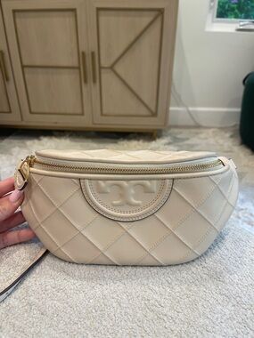 Tory Burch Cream Fleming Nappa Leather Belt Bag